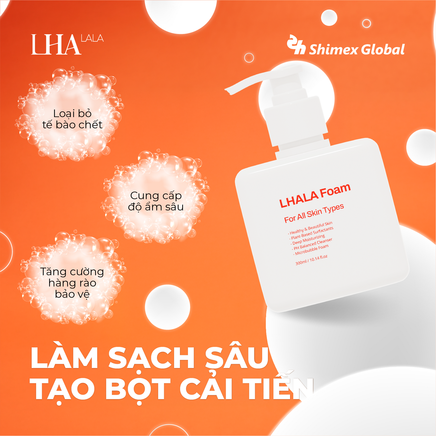 Sữa rửa mặt tạo bọt LHALA Micro O2 Bubble Foam Cleanser